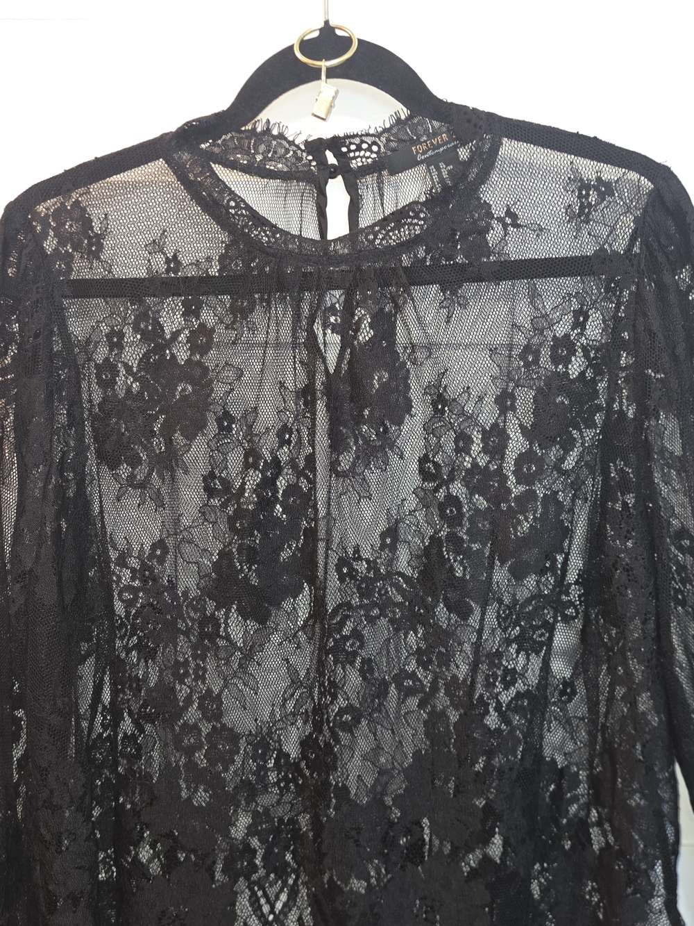 Forever 21 Black Lace Floral Sheer Blouse - Picture 2 of 11